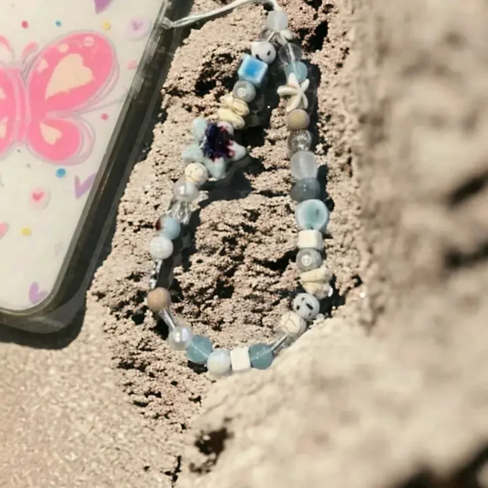 Ocean Sea Shells And Memories Ceramic Phone Strap